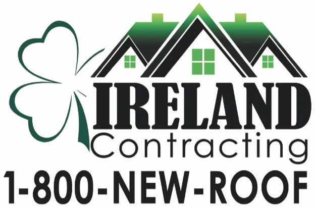 Ireland Contracting logo, 1-800-NEW-ROOF