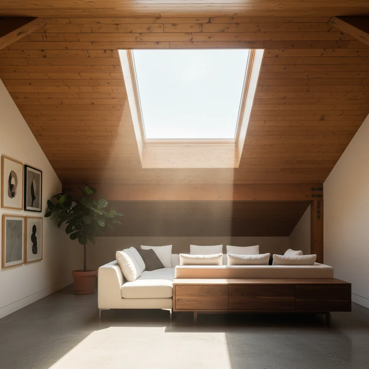 Skylight installed in a sloped residential roof